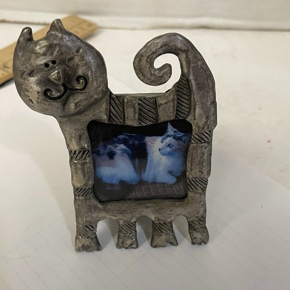 Vintage Cat Standing Metal Photo Frame Silver - Picture 6 of 7
